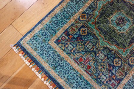 Hand-Knotted Fine Mamluk Runner From Afghanistan