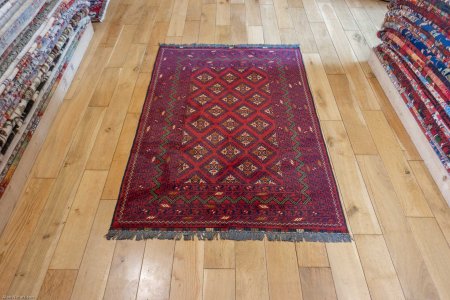 Hand-Knotted Kundoz Rug From Afghanistan