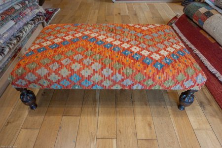 Hand-Made Mazar Kilim Stool From Afghanistan