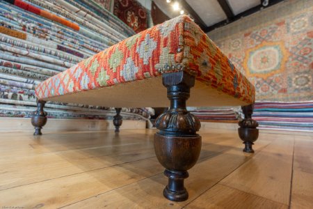 Hand-Made Mazar Kilim Stool From Afghanistan