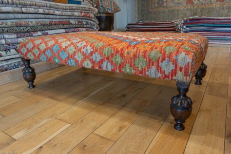 Hand-Made Mazar Kilim Stool From Afghanistan