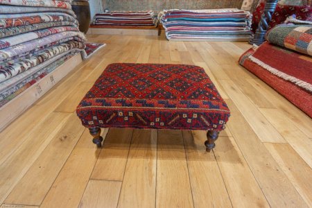 Hand-Made Mushwani Kilim Footstool From Afghanistan