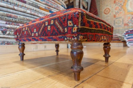 Hand-Made Mushwani Kilim Footstool From Afghanistan