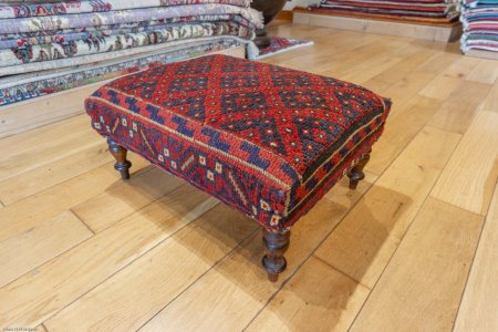 Hand-Made Mushwani Kilim Footstool From Afghanistan