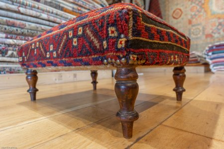 Hand-Made Mushwani Kilim Footstool From Afghanistan